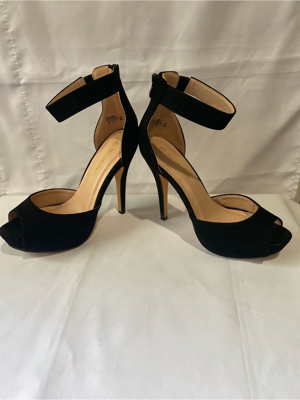 Dream Pairs Black Peep-Toe Ankle-Strap Stiletto 5” Heels